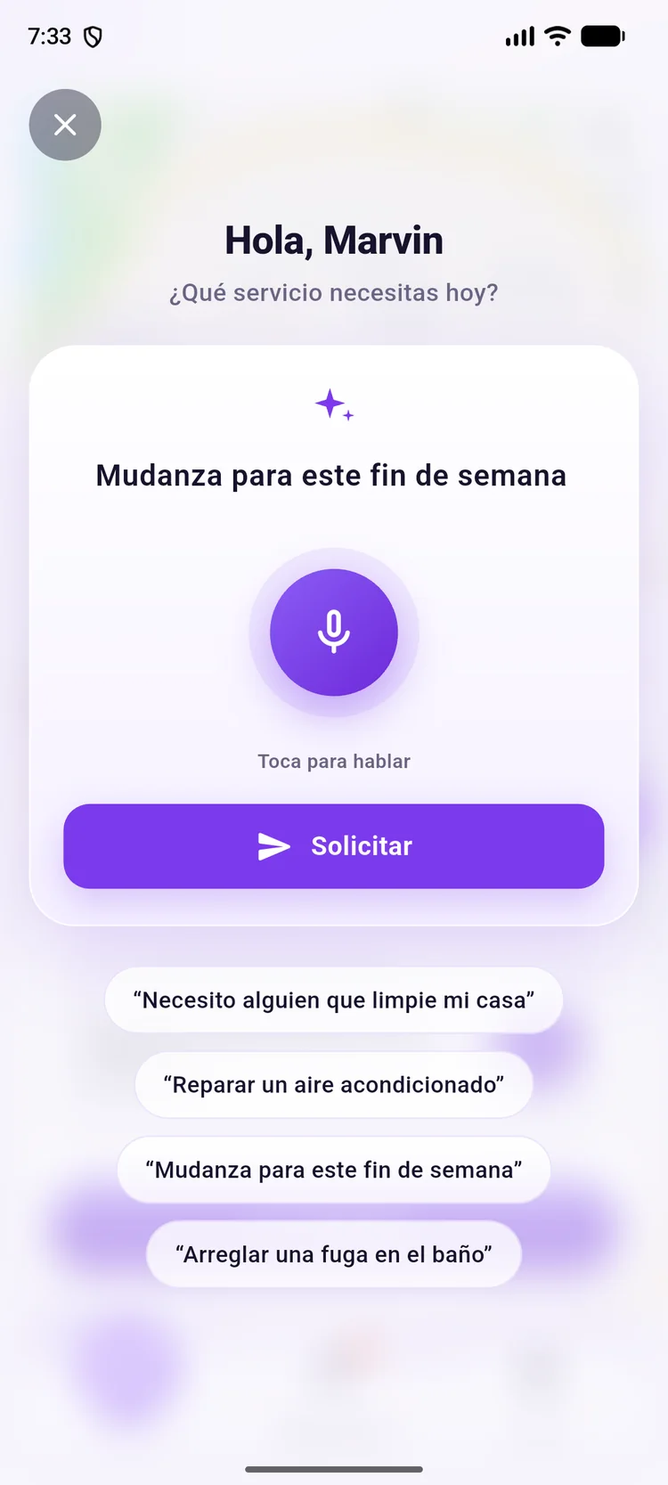Entras y pides tu servicio